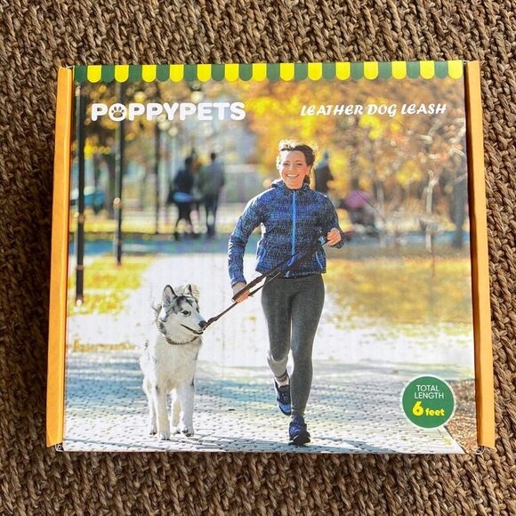 Other - NEW Braided leather dog leash with bag